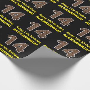 Papier Cadeau 14e anniversaire : Nom et Faux Motif de grains de 