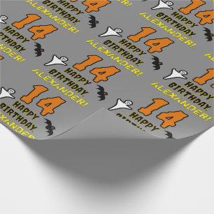 Papier Cadeau 14e anniversaire : Thème d'Halloween Éffrayant, No