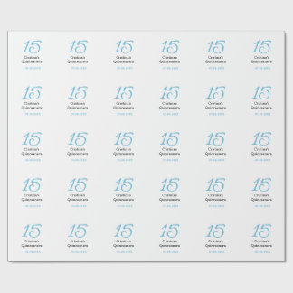 Papier Cadeau 15e anniversaire de quinceanera bleu noir lettre n