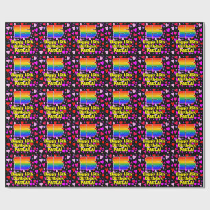 Papier Cadeau 15e anniversaire : Loving Hearts Motif, Arc-en-cie