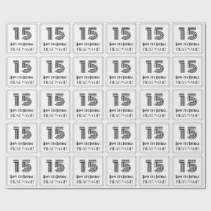Papier Cadeau 15ème anniversaire : Art Déco Style inspiré "15" +