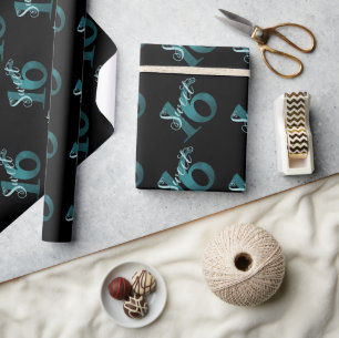 Papier Cadeau 16 ans   Dégradé bleu vert de sirène Ombre