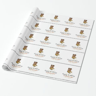 Papier Cadeau 16ème anniversaire Botte-Personnalisé par cowboy
