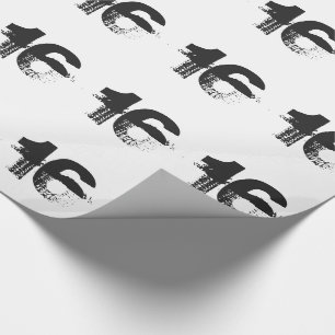 Papier Cadeau 16ème anniversaire pour n'importe qui, noir sur l