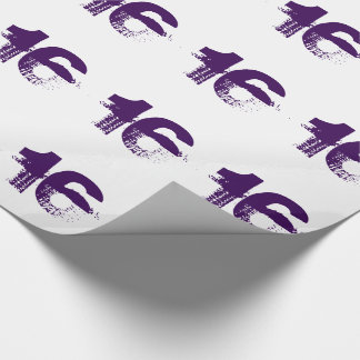 Papier Cadeau 16ème anniversaire pour n'importe qui, pourpre sur