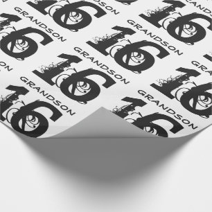 Papier Cadeau 16ème Anniversaire pour un petit-fils, texte noir