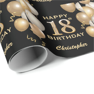 Papier Cadeau 18e anniversaire Ballons de Parties scintillant no