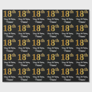Papier Cadeau 18e anniversaire : Elégant luxe Faux Gold Look #