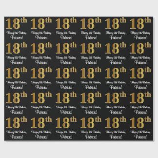 Papier Cadeau 18e anniversaire : Elégant luxe Faux Gold Look #