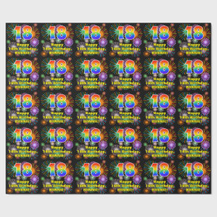 Papier Cadeau 18e anniversaire : Fun Fireworks, Rainbow Look #18