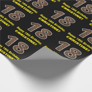 Papier Cadeau 18e anniversaire : Nom et Faux Motif de grains de 