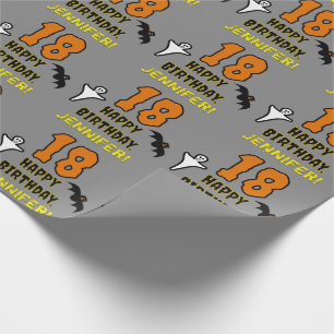 Papier Cadeau 18e anniversaire : Thème Halloween Éffrayant, No