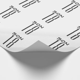 Papier Cadeau 18ème Anniversaire pour un fils, texte noir sur l