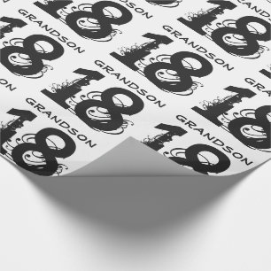 Papier Cadeau 18ème Anniversaire pour un petit-fils, texte noir