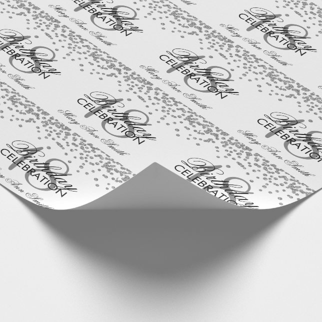 Papier Cadeau 18ème Blanc argenté de confettis de parties (Coin)