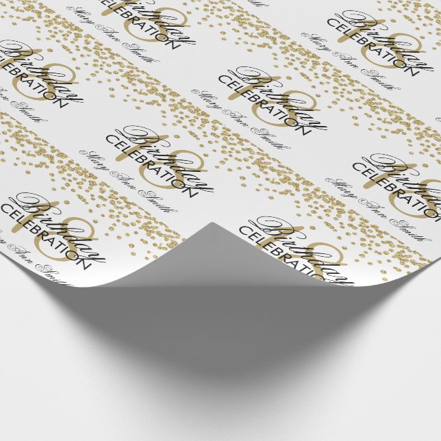 Papier Cadeau 18ème Blanc de confettis de parties scintillantes (Coin)