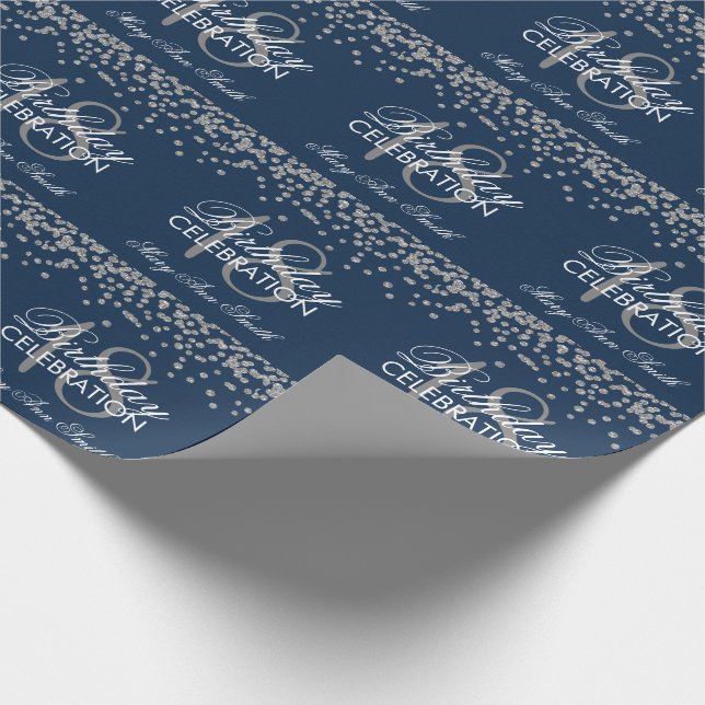 Papier Cadeau 18ème Marine argentée de confettis de parties (Coin)