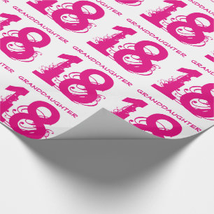 Papier Cadeau 18ème Petite-fille d'anniversaire, texte rose sur