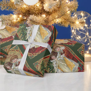 Papier Cadeau 1910 Vintage Christmas Tuck Boy and Girl