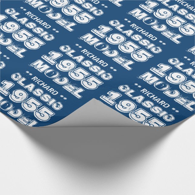 Papier Cadeau 1955 A1 bleus de soixantième anniversaire et (Coin)