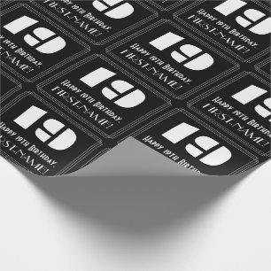 Papier Cadeau 19e anniversaire : Représentation Art déco "19" et