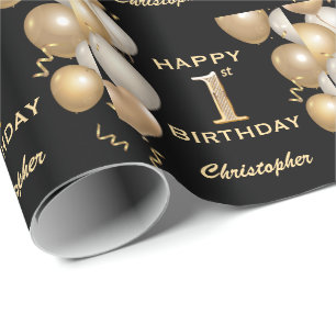 Papier Cadeau 1er anniversaire Ballons de Parties scintillant no
