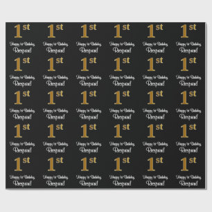 Papier Cadeau 1er Anniversaire : Elégant Luxueux Faux Gold Look 