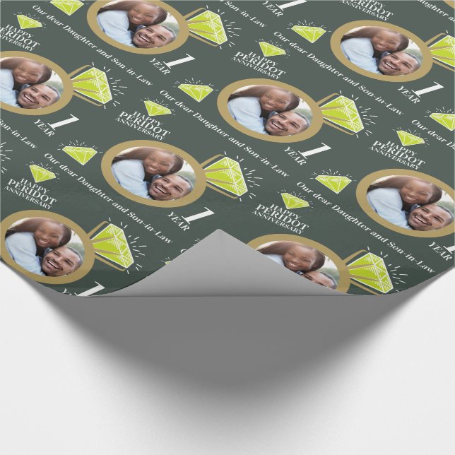 Papier Cadeau 1er anniversaire mariage bague de péridot photo (Coin)
