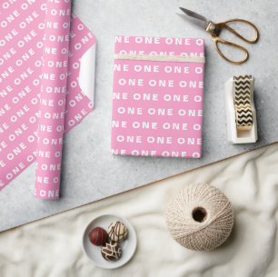 Papier Cadeau 1er anniversaire mignon Boho rose fille enfants