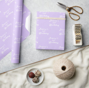 Papier Cadeau 1er anniversaire mignonne fille pourpre simple vio