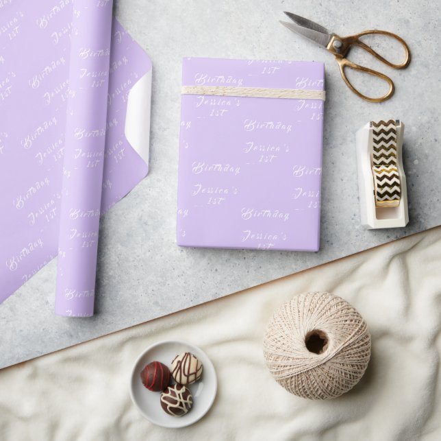 Papier Cadeau 1er anniversaire mignonne fille pourpre simple vio (Artisanat)