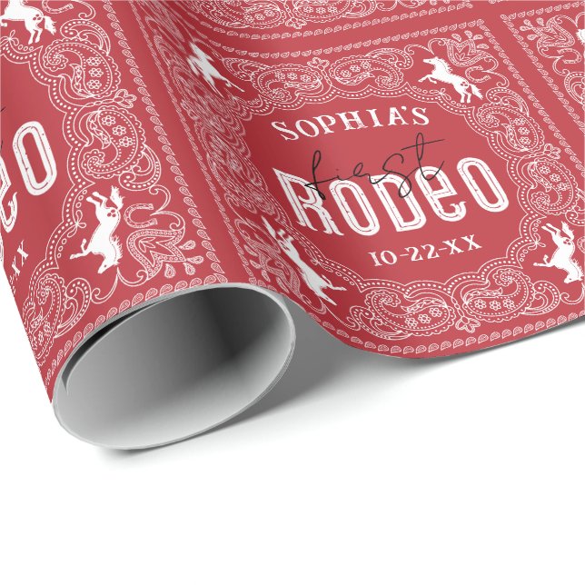 Papier Cadeau 1er Rodeo Anniversaire Papier d'enveloppement - We (Coin rond)