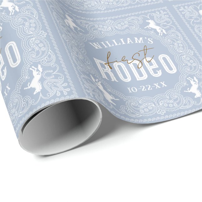 Papier Cadeau 1er Rodeo Anniversaire Papier d'enveloppement - We (Coin rond)