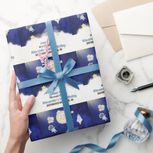 Papier Cadeau 1re Voyage aquarelle Espace extra-atmosphérique 1e