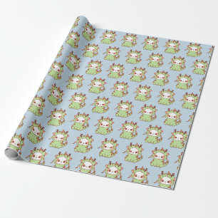 Papier Cadeau 2023 Année du Dragon Mochi Kawaii Nouvel An