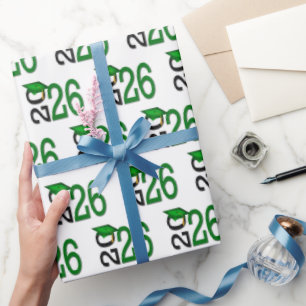 Papier Cadeau 2025 Graduation Vert et Noir