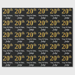 Papier Cadeau 20e anniversaire : Elégant luxe Faux Gold Look #
