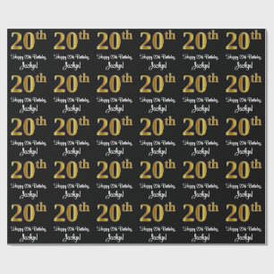 Papier Cadeau 20e anniversaire : Elégant luxe Faux Gold Look #