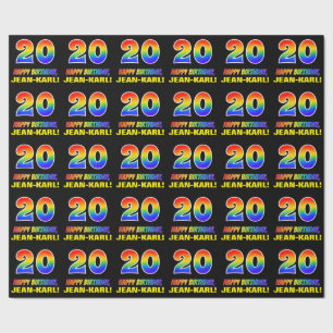 Papier Cadeau 20e anniversaire : Gras, Amusant, Simple, Arc-en-c