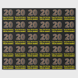 Papier Cadeau 20e anniversaire : Nom et Faux Motif de grains de 