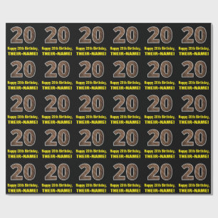 Papier Cadeau 20e anniversaire : Nom et Faux Motif de grains de 