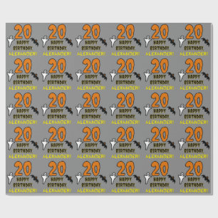 Papier Cadeau 20e anniversaire : Thème d'Halloween Éffrayant, No