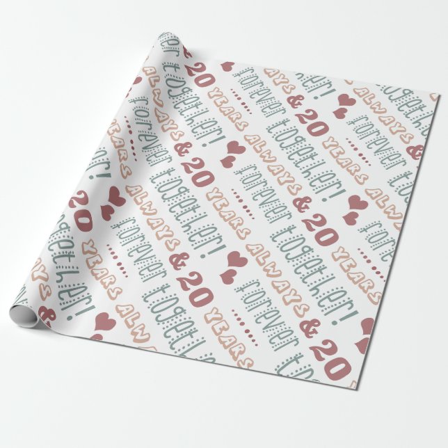 Papier Cadeau 20ème anniversaire de Mariage mignon (Déroulé)