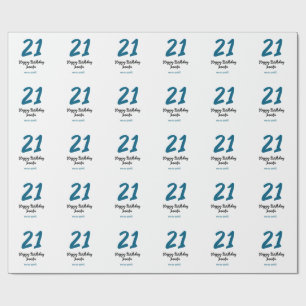 Papier Cadeau 21 ans audacieux lettre bleue simple minimum