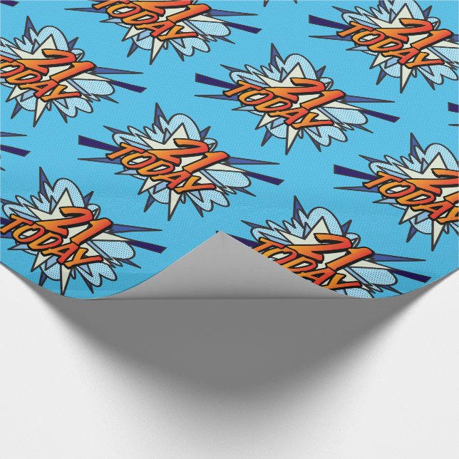 Papier Cadeau 21 AUJOURD'HUI Fun Retro Comic Book Pop Art (Coin)