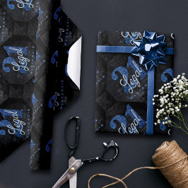 Papier Cadeau 21 et juridique | Blue 21st Birthday Chic Parties 