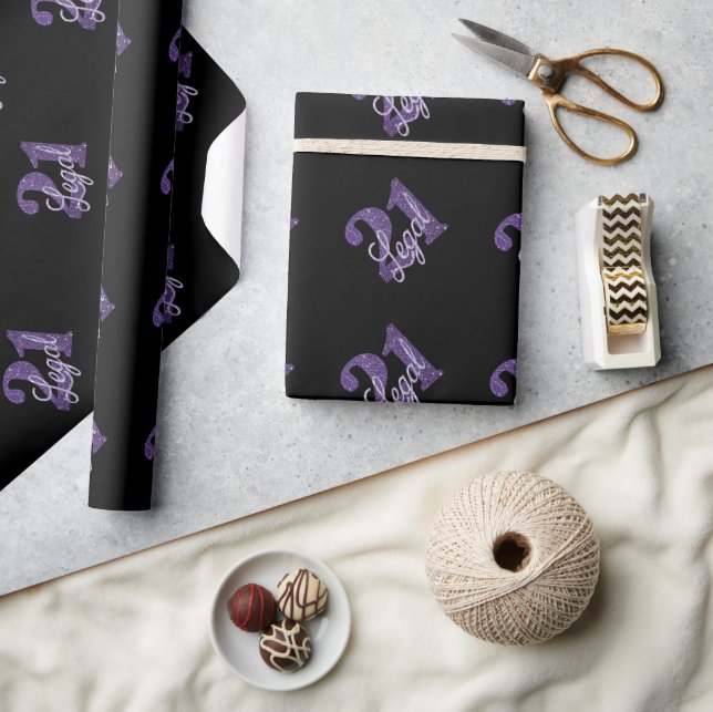 Papier Cadeau 21 et juridique | Purple Faux Parties scintillant  (Artisanat)