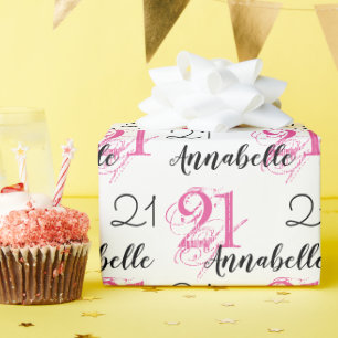 Papier Cadeau 21e anniversaire 21 ans papier d'enveloppement ros