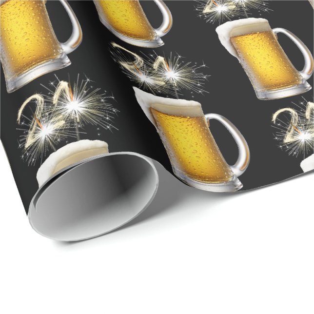 Papier Cadeau 21e anniversaire Sparklers en bière (Coin rond)