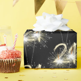 Papier Cadeau 21e anniversaire Sparklers en noir